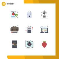 Universal Icon Symbols Group of 9 Modern Flat Colors of case case journey business makeup Editable Vector Design Elements