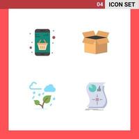 Modern Set of 4 Flat Icons and symbols such as basket trees money cargo leaf Editable Vector Design Elements