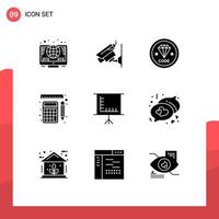 9 Universal Solid Glyphs Set for Web and Mobile Applications blackboard rulers code tools programming Editable Vector Design Elements