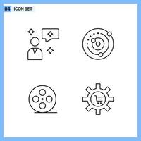 4 Icons Line style Creative Outline Symbols Black Line Icon Sign Isolated on White Background vector