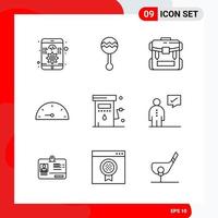 Creative Set of 9 Universal Outline Icons isolated on White Background vector