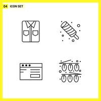 4 Icon Set Simple Line Symbols Outline Sign on White Background for Website Design Mobile Applications and Print Media vector