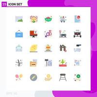 25 Universal Flat Color Signs Symbols of page data carnival cart shopping Editable Vector Design Elements