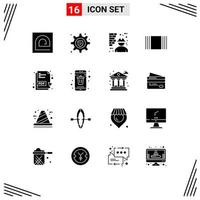 Set of 16 Vector Solid Glyphs on Grid for pdf document view architecture thumbnails worker Editable Vector Design Elements