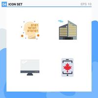 Universal Icon Symbols Group of 4 Modern Flat Icons of binary device recognition office pc Editable Vector Design Elements