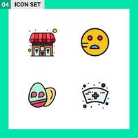 4 Universal Filledline Flat Color Signs Symbols of public cap sad egg nurse Editable Vector Design Elements