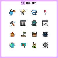 16 Creative Icons Modern Signs and Symbols of meat hammer solution record watch kit Editable Creative Vector Design Elements