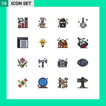 conjunto de 16 iconos modernos de la interfaz de usuario signos de símbolos para codificar el reloj personalizar el accesorio de la joyería de la magdalena elementos de diseño de vectores creativos editables