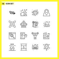 16 Icon Set Simple Line Symbols Outline Sign on White Background for Website Design Mobile Applications and Print Media vector