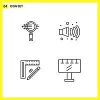 4 Icon Set Simple Line Symbols Outline Sign on White Background for Website Design Mobile Applications and Print Media vector