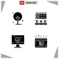 4 Icons Solid Style Grid Based Creative Glyph Symbols for Website Design Simple Solid Icon Signs Isolated on White Background 4 Icon Set vector