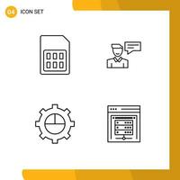 Stock Vector Icon Pack of 4 Line Signs and Symbols for card conversation sim message finance Editable Vector Design Elements
