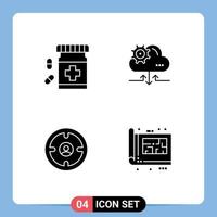 Universal Icon Symbols Group of 4 Modern Solid Glyphs of bottle business fitness setting find Editable Vector Design Elements