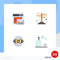 Modern Set of 4 Flat Icons Pictograph of browser eye online sign vision Editable Vector Design Elements