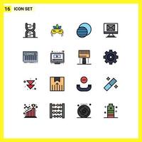 16 iconos creativos signos y símbolos modernos del teclado nuevos mardigras correo electrónico sol elementos de diseño de vectores creativos editables