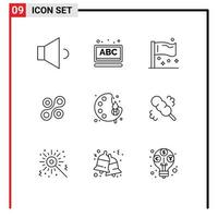 Set of 9 Modern UI Icons Symbols Signs for paint art flag cryptocurrency radium Editable Vector Design Elements