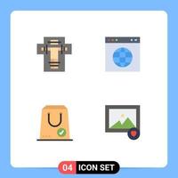 Pack of 4 Modern Flat Icons Signs and Symbols for Web Print Media such as bed check electric link e Editable Vector Design Elements