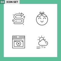 Group of 4 Filledline Flat Colors Signs and Symbols for arrows web left girl error Editable Vector Design Elements