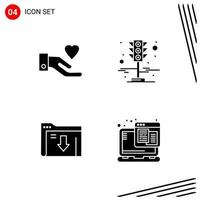 Collection of 4 Vector Icons in solid style Pixle Perfect Glyph Symbols for Web and Mobile Solid Icon Signs on White Background 4 Icons