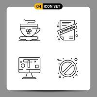 4 Black Icon Pack Outline Symbols Signs for Responsive designs on white background 4 Icons Set vector