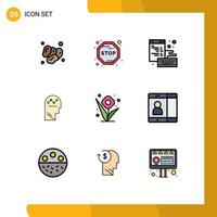 Set of 9 Modern UI Icons Symbols Signs for flower man browser success user Editable Vector Design Elements