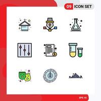 9 Universal Filledline Flat Colors Set for Web and Mobile Applications hospital file draw document back to school Editable Vector Design Elements