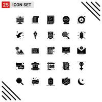 Modern Set of 25 Solid Glyphs and symbols such as focus webcam checklist camera playback Editable Vector Design Elements