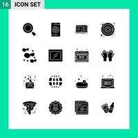 Universal Icon Symbols Group of 16 Modern Solid Glyphs of sun planet performance astronomy writing Editable Vector Design Elements