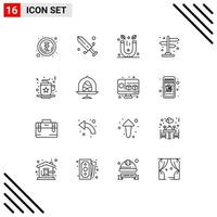 Set of 16 Modern UI Icons Symbols Signs for drink christmas physics celebration direction Editable Vector Design Elements