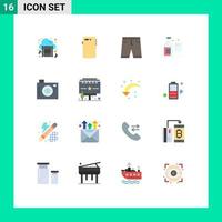 Set of 16 Modern UI Icons Symbols Signs for whiskey bar camera alcohol dress Editable Pack of Creative Vector Design Elements