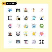 Set of 25 Vector Flat Colors on Grid for cone cream history ice cream street Editable Vector Design Elements