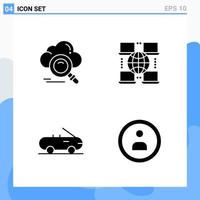 Modern 4 solid style icons Glyph Symbols for general use Creative Solid Icon Sign Isolated on White Background 4 Icons Pack vector