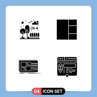 Modern Set of 4 Solid Glyphs and symbols such as building sound park control edit Editable Vector Design Elements