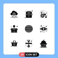 User Interface Pack of 9 Basic Solid Glyphs of allergies globe medical global bulb Editable Vector Design Elements