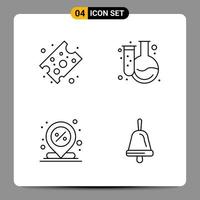 4 Black Icon Pack Outline Symbols Signs for Responsive designs on white background 4 Icons Set vector