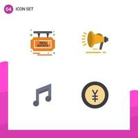 4 Thematic Vector Flat Icons and Editable Symbols of board basic sale voice mobile Editable Vector Design Elements