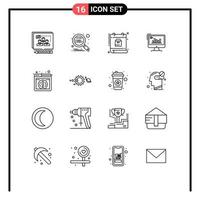 Stock Vector Icon Pack of 16 Line Signs and Symbols for diagram business seo analytics package Editable Vector Design Elements