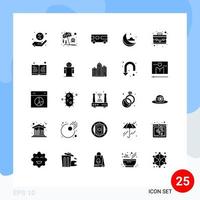 25 Solid Glyph concept for Websites Mobile and Apps book portfolio combo case cloud Editable Vector Design Elements