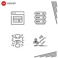 Collection of 4 Vector Icons in Line style Pixle Perfect Outline Symbols for Web and Mobile Line Icon Signs on White Background 4 Icons