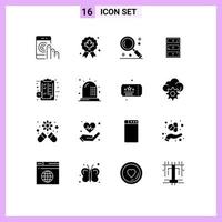 16 Thematic Vector Solid Glyphs and Editable Symbols of cupboard cabinet quality safe search Editable Vector Design Elements