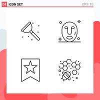 Collection of 4 Vector Icons in Line style Modern Outline Symbols for Web and Mobile Line Icon Sign Isolated on White Background 4 Icons