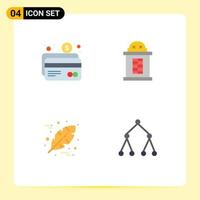 Pack of 4 Modern Flat Icons Signs and Symbols for Web Print Media such as atm thanksgiving payment train social Editable Vector Design Elements