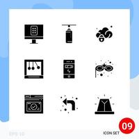 Solid Glyph Pack of 9 Universal Symbols of status charge gdpr battery cradle Editable Vector Design Elements