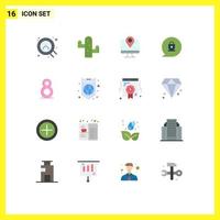 16 Flat Color concept for Websites Mobile and Apps global th map eight lock Editable Pack of Creative Vector Design Elements