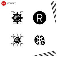 Collection of 4 Vector Icons in solid style Pixle Perfect Glyph Symbols for Web and Mobile Solid Icon Signs on White Background 4 Icons