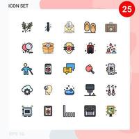 conjunto de pictogramas de 25 colores planos de línea rellena simple de fracasos de viaje entrevista flip email elementos de diseño vectorial editables vector