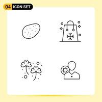 4 Thematic Vector Filledline Flat Colors and Editable Symbols of patato irish easter shopping work Editable Vector Design Elements