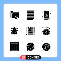 9 Solid Black Icon Pack Glyph Symbols for Mobile Apps isolated on white background 9 Icons Set vector