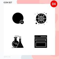 Vector Pack of 4 Icons in Solid Style Creative Glyph Pack isolated on White Background for Web and Mobile