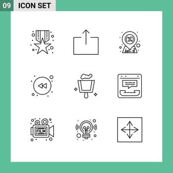 paquete de líneas vectoriales editables de 9 contornos simples de la ubicación del recogedor de llamadas escoba izquierda elementos de diseño vectorial editables vector